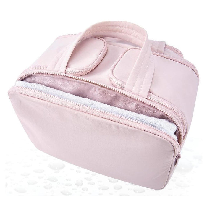 Crofta Make up Organizer Handbag Open Toiletry Bag for Trips Outdoor Sports Holiday Pink