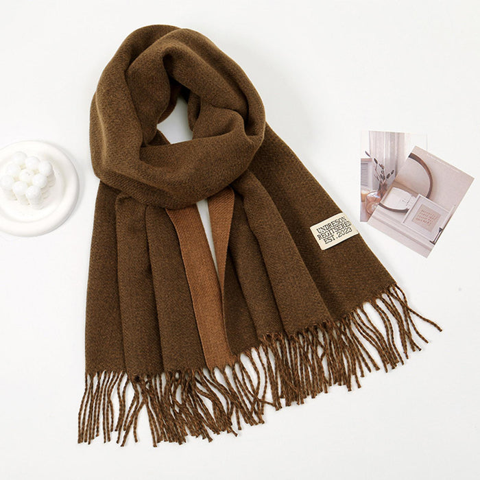 Crofta Pashmina Shawl Wrap Fashionable Long Winter Scarf for Bedroom Office Wedding Coffee Color