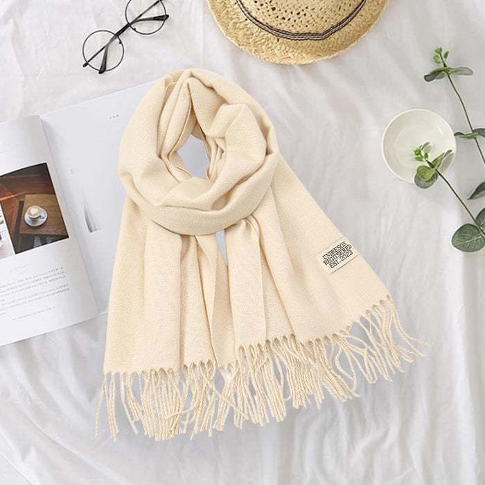 Crofta Pashmina Shawl Wrap Fashionable Long Winter Scarf for Bedroom Office Wedding Beige