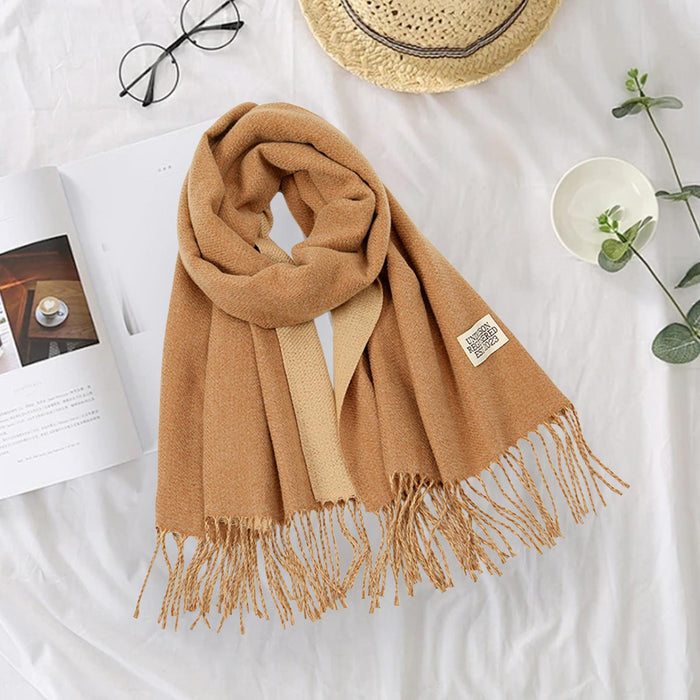 Crofta Pashmina Shawl Wrap Fashionable Long Winter Scarf for Bedroom Office Wedding Caramel