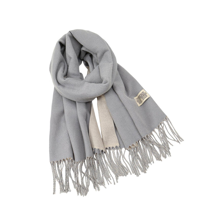 Crofta Pashmina Shawl Wrap Fashionable Long Winter Scarf for Bedroom Office Wedding Light Gray