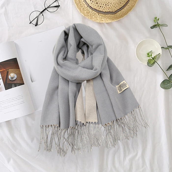 Crofta Pashmina Shawl Wrap Fashionable Long Winter Scarf for Bedroom Office Wedding Light Gray