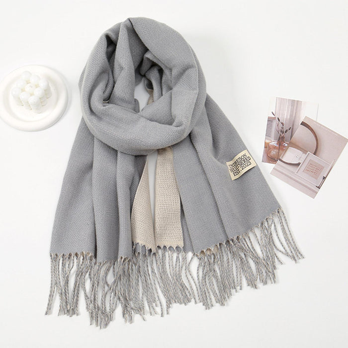 Crofta Pashmina Shawl Wrap Fashionable Long Winter Scarf for Bedroom Office Wedding Light Gray