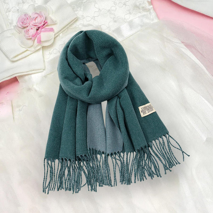 Crofta Pashmina Shawl Wrap Fashionable Long Winter Scarf for Bedroom Office Wedding Cyan