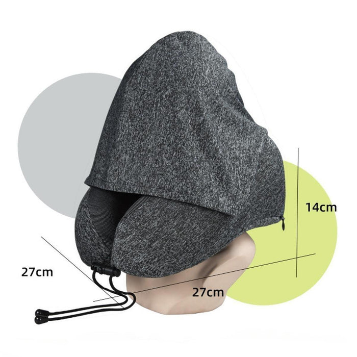 Crofta Hooded Travel Pillow Hooded Travel Cushion for Outdoor Chair Journals dark grey