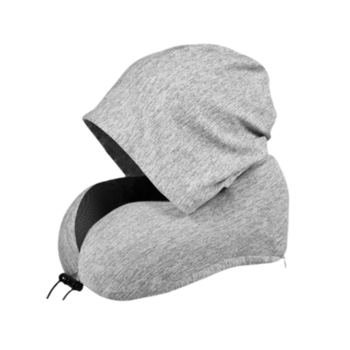 Crofta Hooded Travel Pillow Hooded Travel Cushion for Outdoor Chair Journals light grey