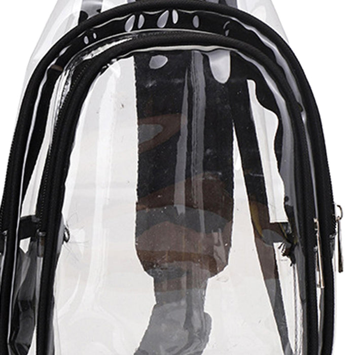 Crofta Clear Bag Waterproof PVC Crossbody Shoulder Backpack for Party Hiking Biking Black