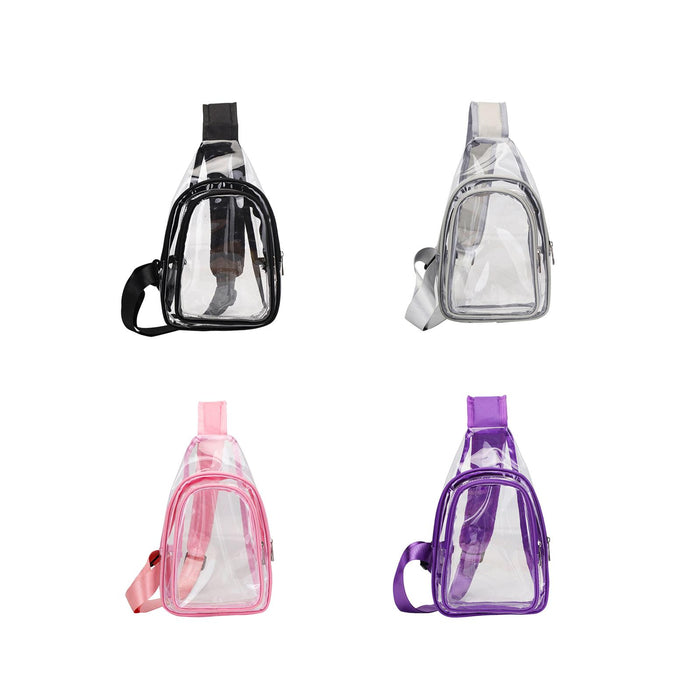 Crofta Clear Bag Waterproof PVC Crossbody Shoulder Backpack for Party Hiking Biking Black