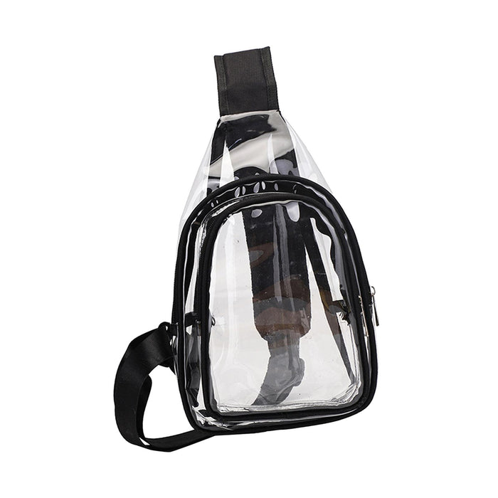 Crofta Clear Bag Waterproof PVC Crossbody Shoulder Backpack for Party Hiking Biking Black