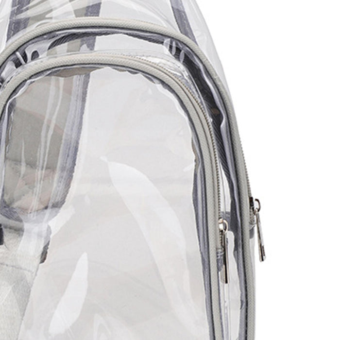 Crofta Clear Bag Waterproof PVC Crossbody Shoulder Backpack for Party Hiking Biking Light Gray