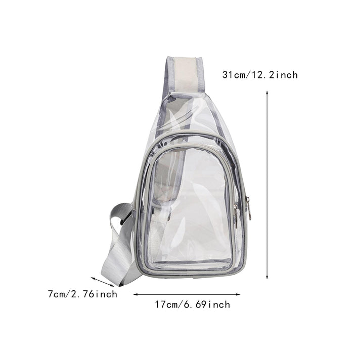 Crofta Clear Bag Waterproof PVC Crossbody Shoulder Backpack for Party Hiking Biking Light Gray