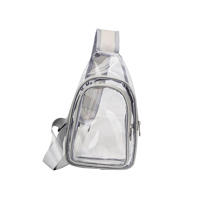 Crofta Clear Bag Waterproof PVC Crossbody Shoulder Backpack for Party Hiking Biking Light Gray