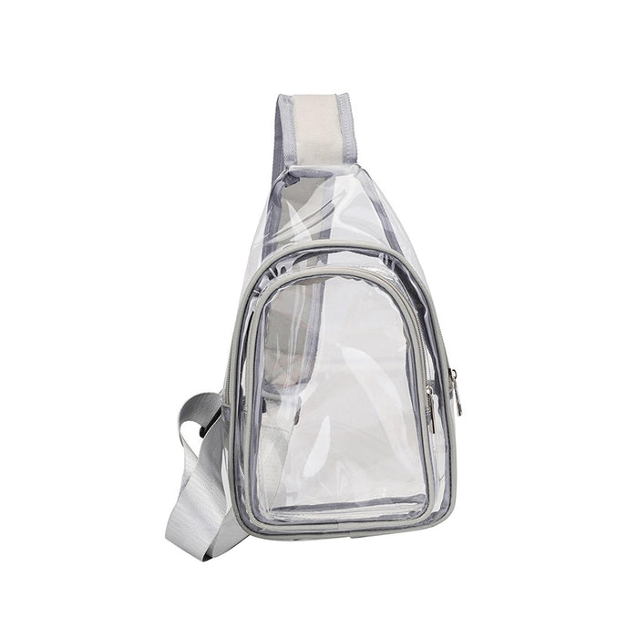 Crofta Clear Bag Waterproof PVC Crossbody Shoulder Backpack for Party Hiking Biking Light Gray