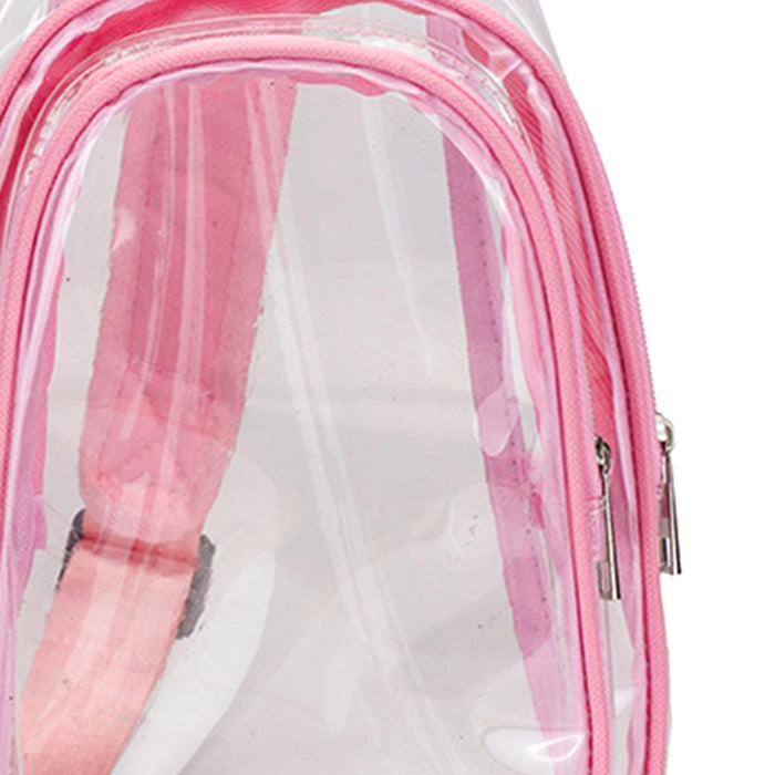 Crofta Clear Bag Waterproof PVC Crossbody Shoulder Backpack for Party Hiking Biking Pink