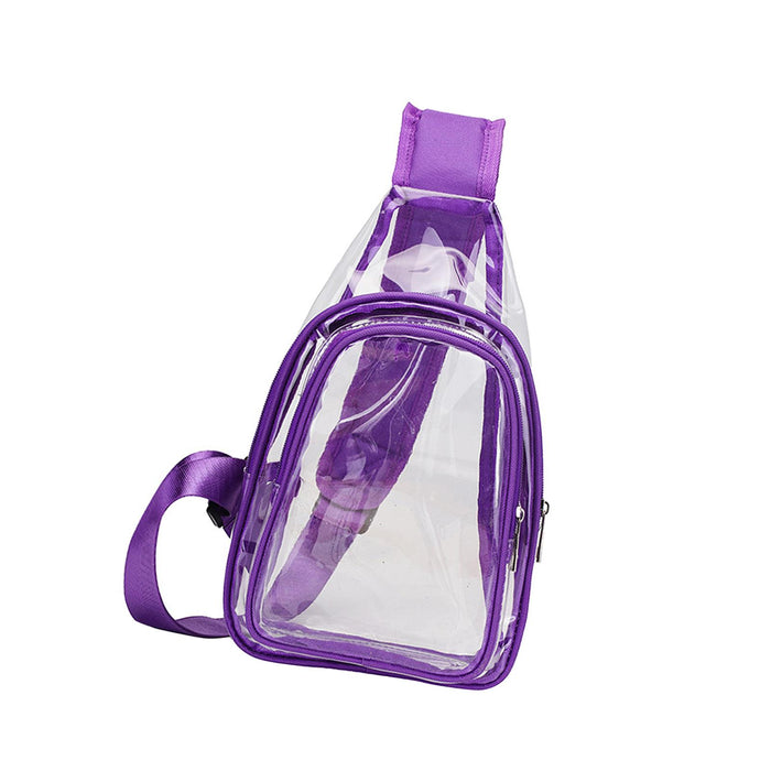 Crofta Clear Bag Waterproof PVC Crossbody Shoulder Backpack for Party Hiking Biking Violet