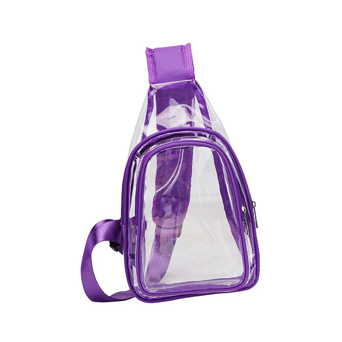 Crofta Clear Bag Waterproof PVC Crossbody Shoulder Backpack for Party Hiking Biking Violet