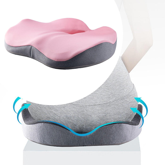 Crofta Seat Cushion Memory Foam Cushion Chair Cushion for Car Long Sitting Airplane Pink Light Grey