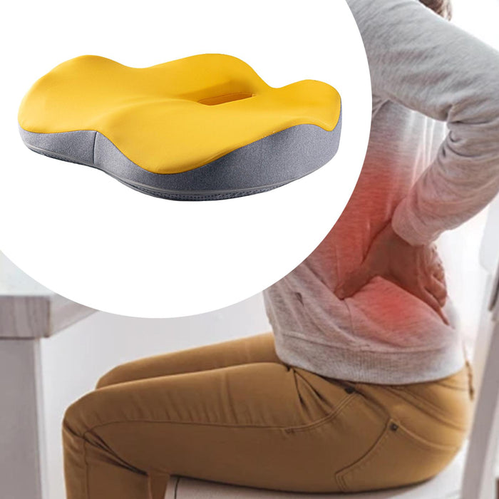 Crofta Seat Cushion Memory Foam Cushion Chair Cushion for Car Long Sitting Airplane Yellow Light Grey