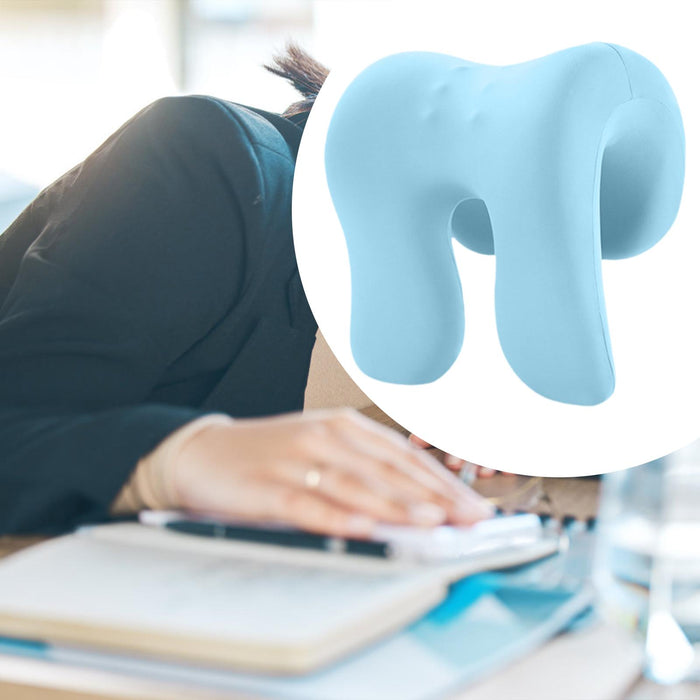 Crofta Desk Napping Pillow Multiuse Neck Support Pillow for Office Home Travel Blue