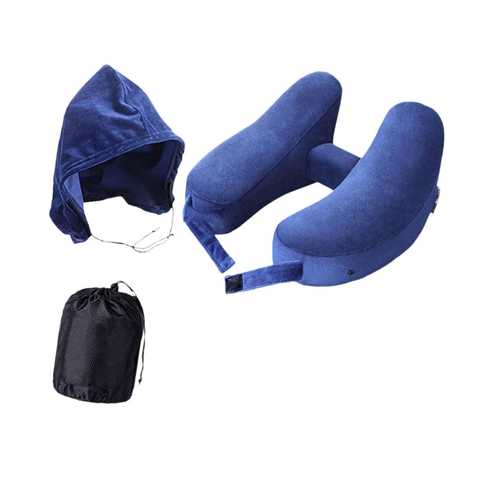 Crofta Travel Neck Pillow for Car Plane Outdoor Use Ergonomic Office Napping Pillow navy blue hoodie