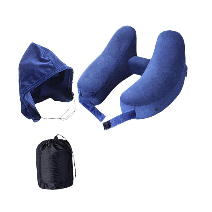 Crofta Travel Neck Pillow for Car Plane Outdoor Use Ergonomic Office Napping Pillow navy blue hoodie