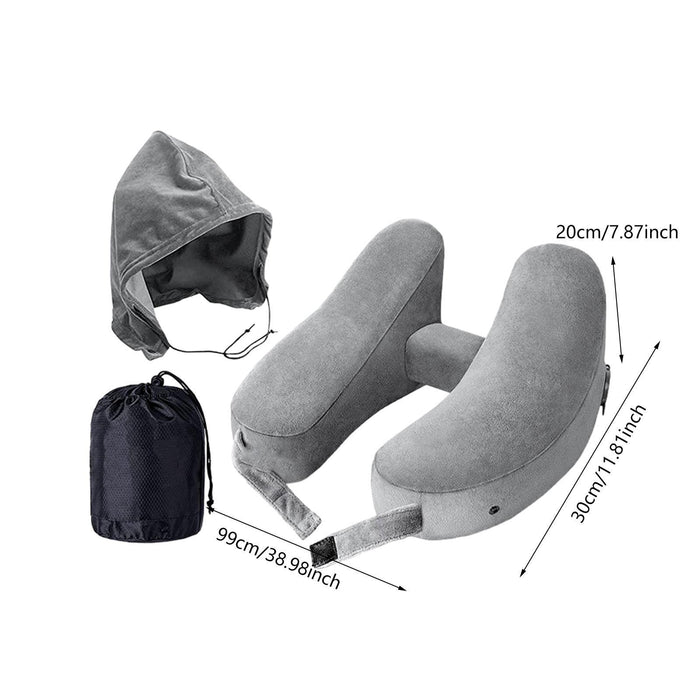 Crofta Travel Neck Pillow for Car Plane Outdoor Use Ergonomic Office Napping Pillow gray hoodie