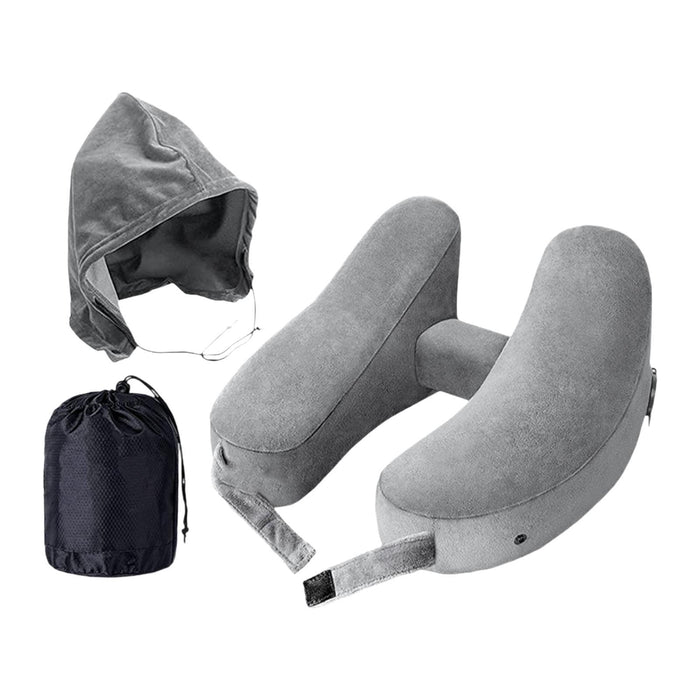 Crofta Travel Neck Pillow for Car Plane Outdoor Use Ergonomic Office Napping Pillow gray hoodie