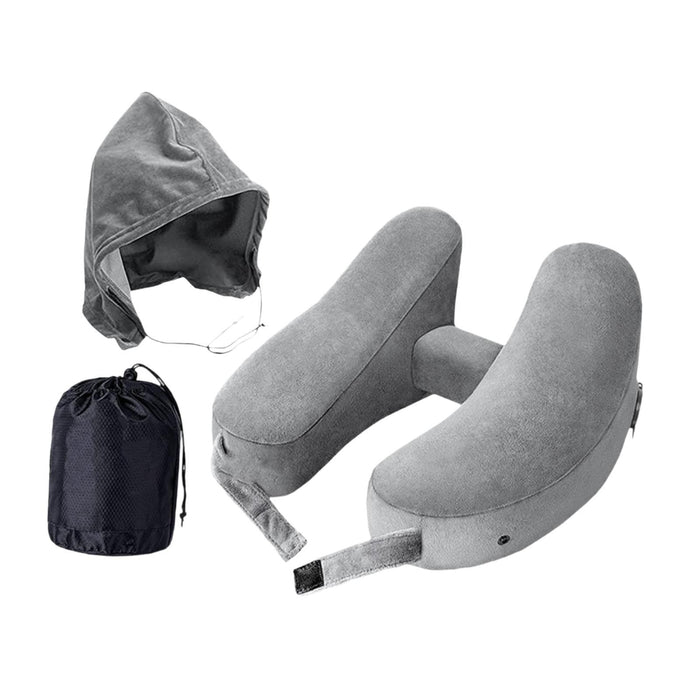 Crofta Travel Neck Pillow for Car Plane Outdoor Use Ergonomic Office Napping Pillow gray hoodie