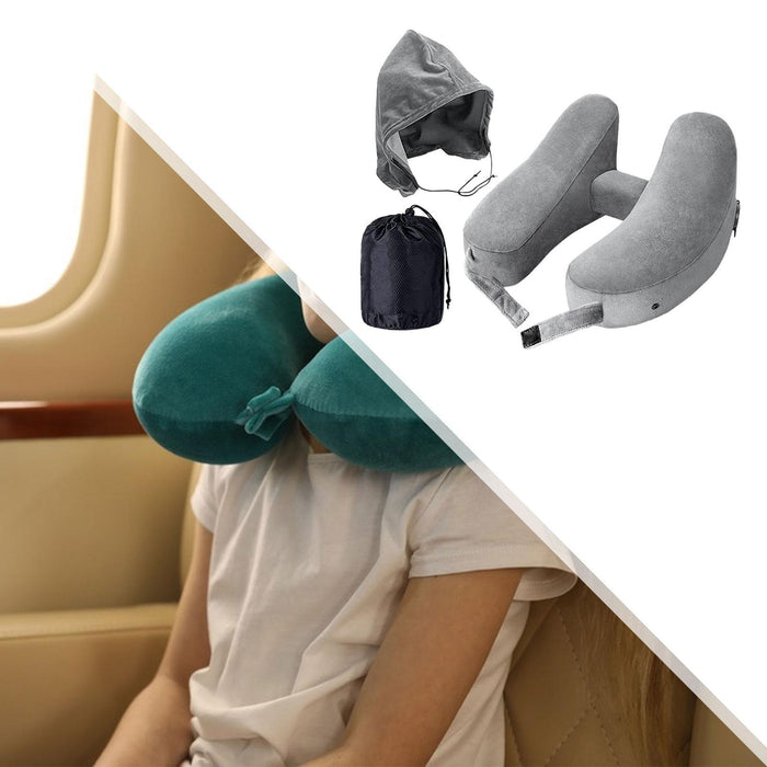 Crofta Travel Neck Pillow for Car Plane Outdoor Use Ergonomic Office Napping Pillow gray hoodie