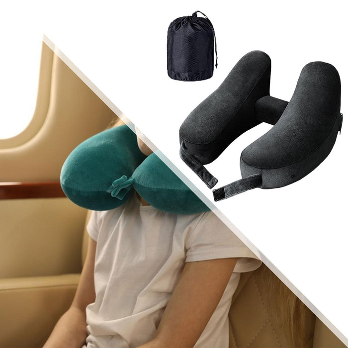 Crofta Travel Neck Pillow for Car Plane Outdoor Use Ergonomic Office Napping Pillow black