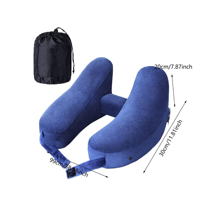 Crofta Travel Neck Pillow for Car Plane Outdoor Use Ergonomic Office Napping Pillow navy blue