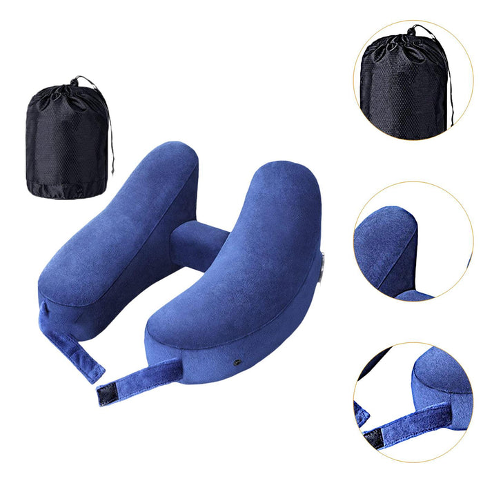 Crofta Travel Neck Pillow for Car Plane Outdoor Use Ergonomic Office Napping Pillow navy blue