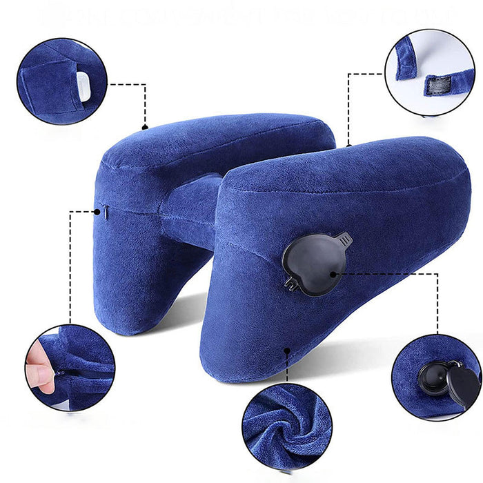 Crofta Travel Neck Pillow for Car Plane Outdoor Use Ergonomic Office Napping Pillow navy blue