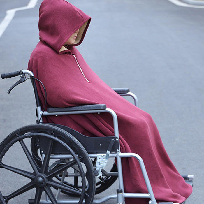 Crofta Winter Wheelchair Cape Hooded Wheelchair Blanket for Travel Walking Disabled