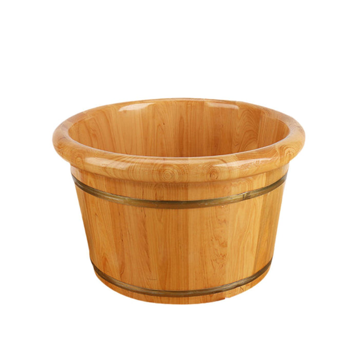 Crofta Wooden Foot Bath with Massager Washing Bowl Bucket for Travel Bathroom Sauna 26cmx36cm