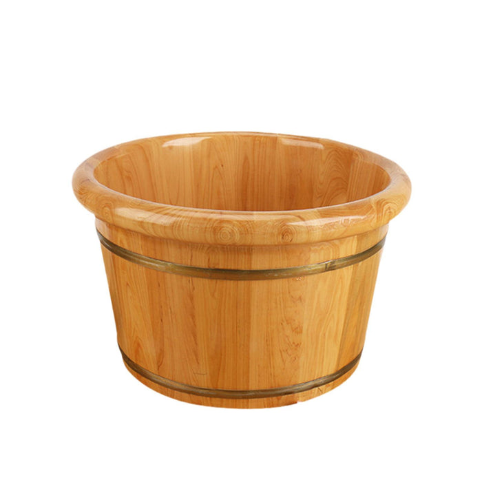 Crofta Wooden Foot Bath with Massager Washing Bowl Bucket for Travel Bathroom Sauna 26cmx36cm