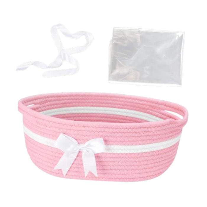 Crofta Storage Basket with Handles Christmas Woven Basket for Wardrobe Keepsake Toy pink