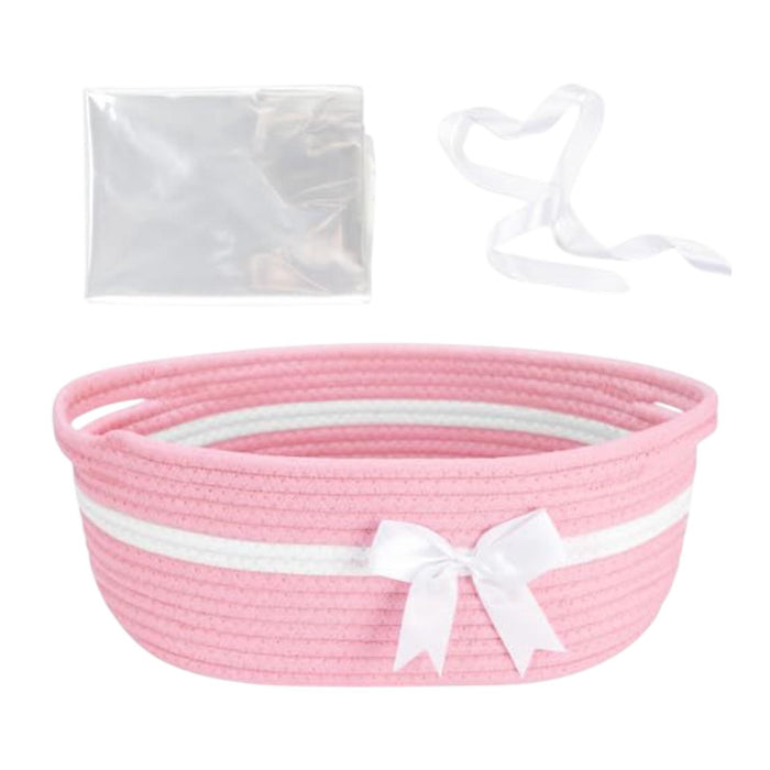 Crofta Storage Basket with Handles Christmas Woven Basket for Wardrobe Keepsake Toy pink