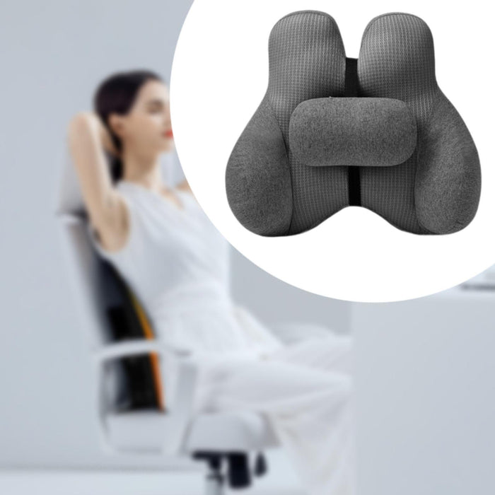 2Pcs Lumbar Pillow Car Seat Pillow for Long Sitting Travel Office Chair gray