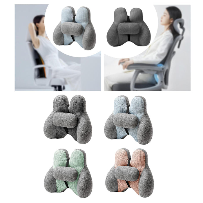 2Pcs Lumbar Pillow Car Seat Pillow for Long Sitting Travel Office Chair gray