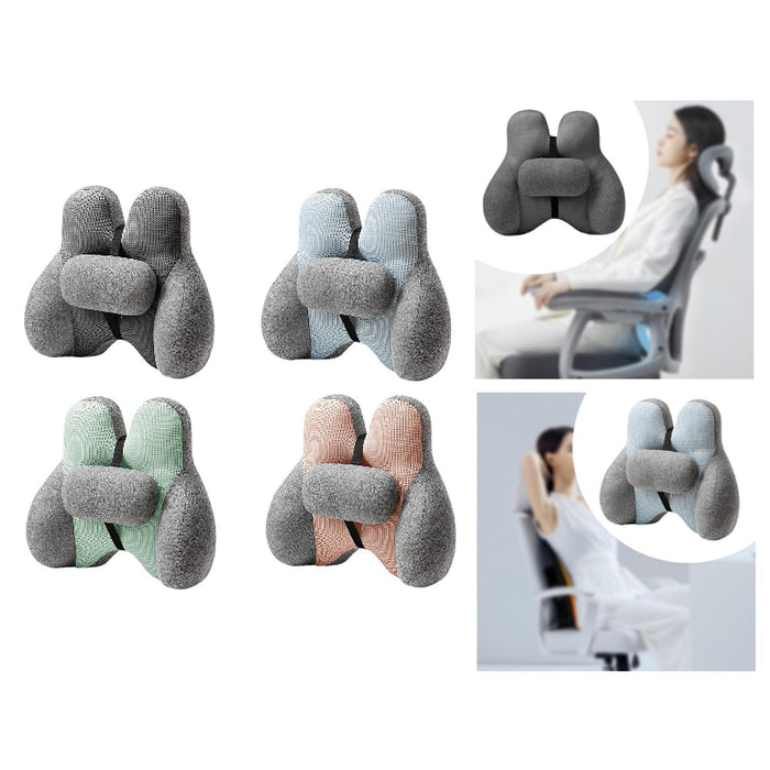 2Pcs Lumbar Pillow Car Seat Pillow for Long Sitting Travel Office Chair gray