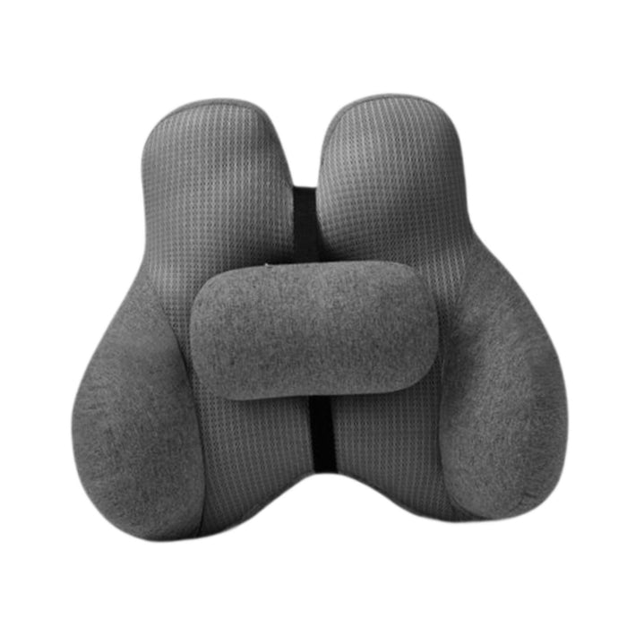 2Pcs Lumbar Pillow Car Seat Pillow for Long Sitting Travel Office Chair gray