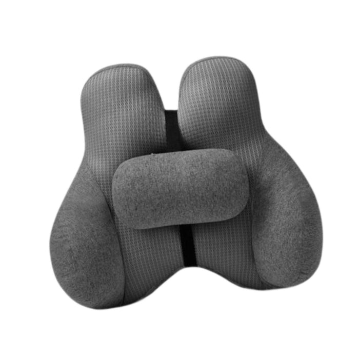 2Pcs Lumbar Pillow Car Seat Pillow for Long Sitting Travel Office Chair gray