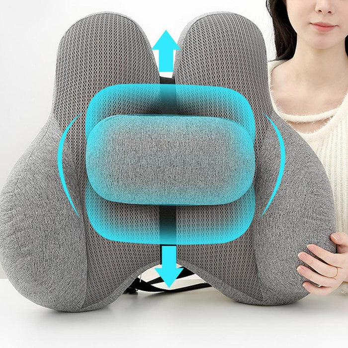 2Pcs Lumbar Pillow Car Seat Pillow for Long Sitting Travel Office Chair blue