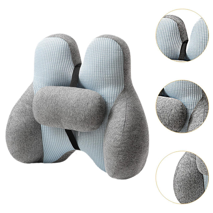 2Pcs Lumbar Pillow Car Seat Pillow for Long Sitting Travel Office Chair blue