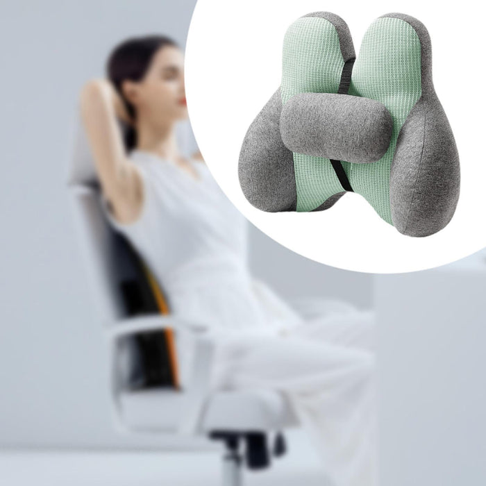 2Pcs Lumbar Pillow Car Seat Pillow for Long Sitting Travel Office Chair green