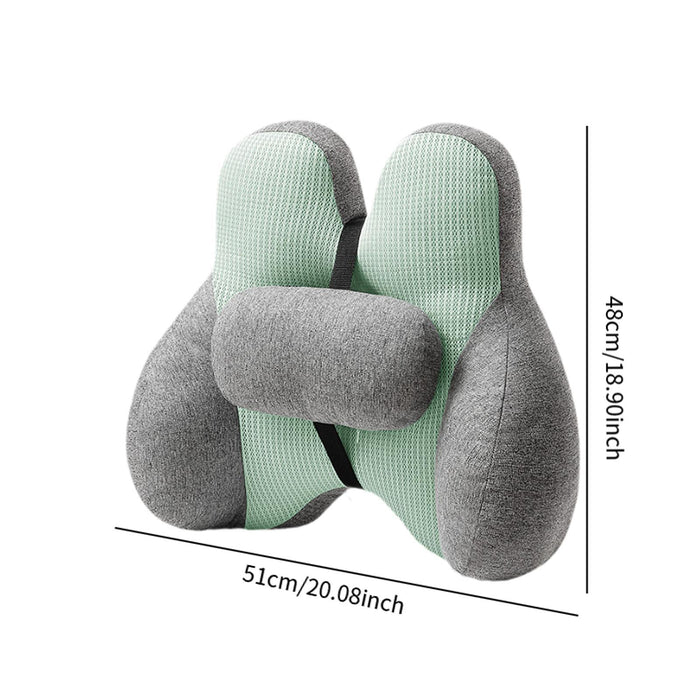 2Pcs Lumbar Pillow Car Seat Pillow for Long Sitting Travel Office Chair green