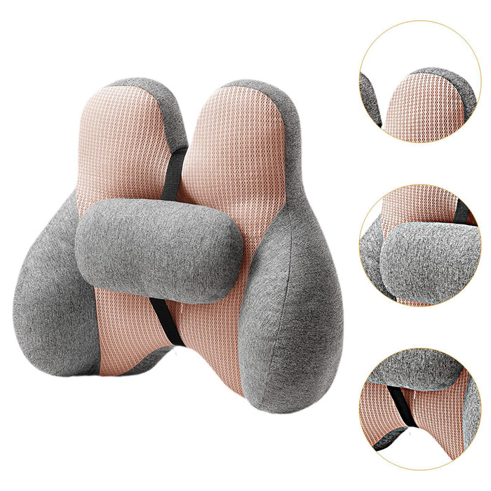 2Pcs Lumbar Pillow Car Seat Pillow for Long Sitting Travel Office Chair pink