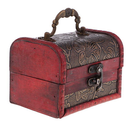 Crofta Vintage Metal Lock Jewelry Treasure Chest Vintage Jewelry Storage box12x8cm