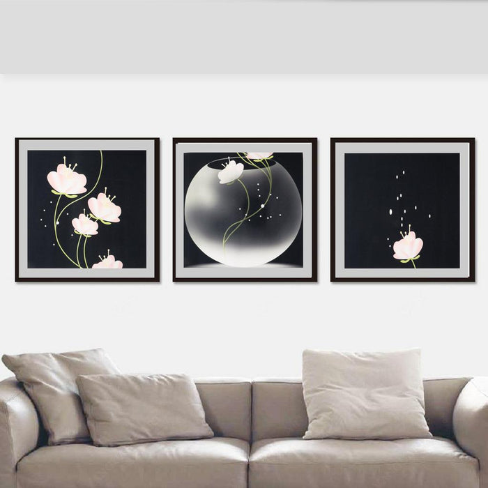 3Pcs Modern Art Oil Painting Canvas Picture Flower Wall Home Decor 30x30cm No Frame